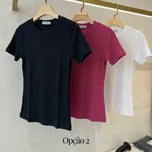 Set Of 3 Basic Ribbed Knit Blouses For Women, Babylook Premium Casual Everyday Wear - Pink + Black + White - View 9