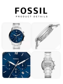 Fossil Men's Quartz Stainless Steel Three-Hand Watch, Stainless Steel Case/Scratch-Resistant Glass FS5384/FS5474/FS5525/FS5706/FS5792 - Silver Blue Plate - View 6