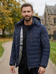 Thermal Jacket/Bobby Jacket, Padded And Lined, For Trekking, Snow, And Extreme Cold - Navy Blue - View 6