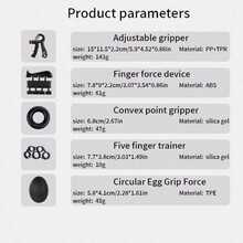 7pcs Fitness Grip Strengthener Kit, Finger Exerciser Hand Wrist Muscle Trainer - Multicolor - View 9