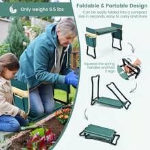 Garden Kneeler Seat, Foldable Gardening Bench With Extra Thick Pad, Heavy Duty Stool For Seniors, Includes 2 Tool Pouches & Claw Gloves, Portable Knee Support For Yard Work, Practical Outdoor Planting Gifts For Women, Men, Mom - A - Xem 7