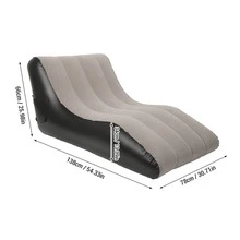 Inflatable Sofa Chair PVC Flocked Inflatable Chair Blow Up Couch For Living Rooms Camping Trips Travel Brown - Multicolor - View 4