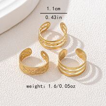 3件套几何线条仿水晶脚趾环，简约金色金属脚部饰品，适合度假、派对、海滩、比基尼等场合，优雅精致，女士之选。 - 幾何 - 查看 6