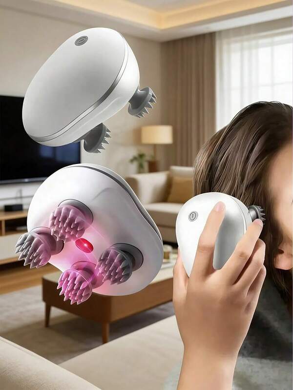 Electric Scalp Massager, Portable Cordless Head Scratching Massager With 4 Detachable Massage Claws, 3 Adjustable Modes, Vibration Stimulation Head For Deep Relaxation, Suitable For Home, Office, Travel, Suitable For Gift Giving