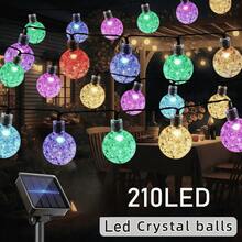 Summer 2026 Outdoor Led String Lights, Solar Outdoor Lights, Suspended Crystal Ball Lights, 25/110/210 Led, 8 Lighting Modes, Solar Fairy Tale String Lights, Suitable For Garden, Courtyard, Porch, Wedding Party - 210LED - 查看 10