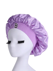 1 chiếc khăn trùm đầu chữ cái A-Z, chất liệu mềm mại, thân thiện với da, chống bụi, mềm mại và thoải mái, tỏa ra tông màu tím lãng mạn! - Màu tím nhạt - Xem 5