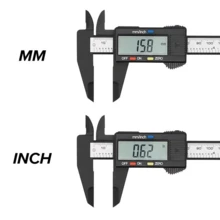 1支带液晶显示屏的碳纤维游标卡尺，电池供电（≤36V），适用于木工、金属加工、DIY项目 - 最大测量范围150mm - A - 查看 7