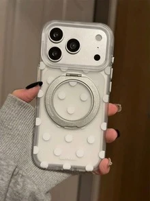 360° Rotating Polka Dot Phone Case, Suitable For IPhone 17 Pro Max, Creative Full Coverage Anti-Drop Protection, Fashionable Design For IPhone 15, 17 Pro, 13, 16 Pro, 17 - White - View 5