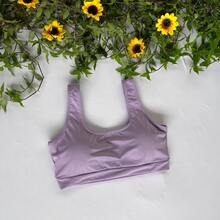 Basic Tank Top With Lining, Fitness Design, With Opening For Bra Cups, Gym, Walking, Women's Workout, Supplex Fabric - Lilac - View 1