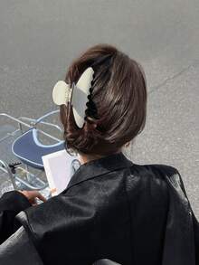 Kẹp tóc lớn bằng axetat thanh lịch, phụ kiện tóc tối giản kiểu Pháp màu đen trắng sang trọng. - Nhiều màu - Xem 6