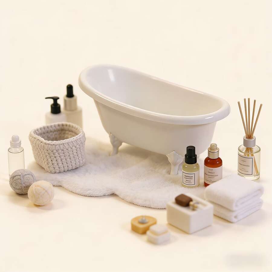 1:12 Scale Miniature Iron Art Bathtub, Handmade, Not Toy, Modern Style Suitable For Doll House Furniture, Model House Accessories, Bathroom Decor, Collection, Micro Landscape Photography, Suitable For Boys And Girls DIY, Seasonal And Holiday Gift - Tub - View 1