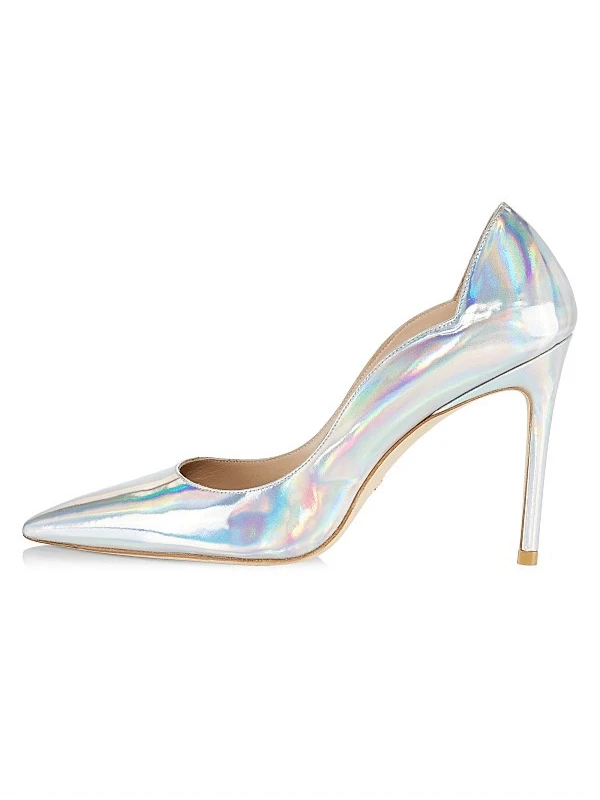 Stuart Weitzman 女士尖头银色时尚优雅高跟鞋 - 銀色 - 查看 1