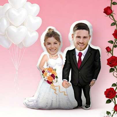 Customizable Photo Throw Pillow - Personalized Face Printed Double-Sided Cushion For Dad, Mom, Friends, Couples, Graduation, Birthday, Holidays (Father's Day, Mother's Day, Halloween, Christmas, Valentine's Day, Etc.)