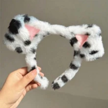 1 buc bandă de păr pentru femei cu urechi de câine cu budincă de desene animate, accesorii de păr drăguțe pentru urechi de câine, bandă de păr pentru urechi de câine cu pete de pluș pentru fete, bandă de păr Kawaii cu pete de câine pentru cosplay, cerc de păr - A - Vizualizare 2