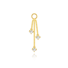 1件精美时尚925纯银镀金三排流苏吊坠耳环，低过敏性，适合女性日常佩戴，母亲节婚礼派对礼物 - 金色 - 查看 6