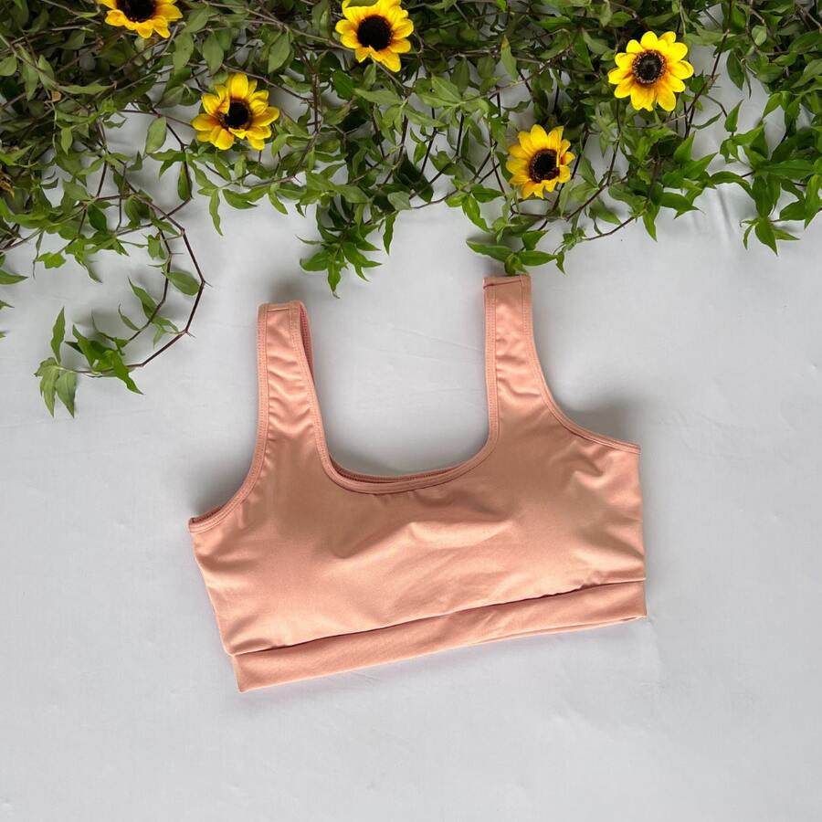 Basic Tank Top With Lining, Fitness Design, With Opening For Bra Cups, Gym, Walking, Women's Workout, Supplex Fabric - Baby Pink - View 1