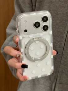 360° Rotating Polka Dot Phone Case, Suitable For IPhone 17 Pro Max, Creative Full Coverage Anti-Drop Protection, Fashionable Design For IPhone 15, 17 Pro, 13, 16 Pro, 17 - White - View 1