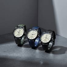 Reloj Analógico para Hombre con Cronógrafo Diseño Clásico Moderno Correa Tipo Piel en Colores Variados Estilo Casual y Ejecutivo Elegante para Oficina y Uso Diario - ''Verde - Ver 9