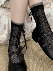 1/4 Pair Sweet Versatile Lolita Bowknot Socks, Lightweight For Spring/Summer - Multicolor - View 3