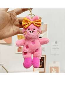 Lindo accesorio de peluche de gato con lunares, colgante, accesorio para bolso/llavero (estilo de cadena y color enviados al azar) - Multicolor - Ver 7