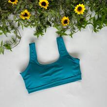 Basic Tank Top With Lining, Fitness Design, With Opening For Bra Cups, Gym, Walking, Women's Workout, Supplex Fabric - Biru Tosca - View 1