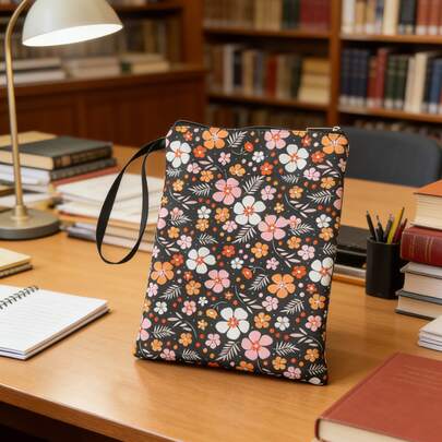 1个可爱动物花卉印花拉链收纳包 - 轻便旅行收纳包，适合女孩，可装手机、钥匙、化妆品，也可装书籍