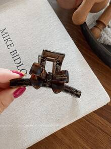 1pc New Leopard Print Bow Hair Clip, Retro Fashion Bun Claw Clip Hair Accessory - Multicolor - View 4