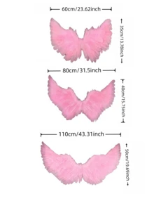 1 Peça Adereço de Fantasia de Asas de Anjo Rosa Sonhador, Decoração de Penas 3D, Acessório para Cabine Fotográfica, Adequado para Festivais, Apresentações, Cosplay, Visual Fofo e Romântico de Anjo para o Dia dos Namorados - Multicolorido - Visão 3