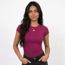 Set Of 3 Basic Ribbed Knit Blouses For Women, Babylook Premium Casual Everyday Wear - Pink + Black + White - View 4