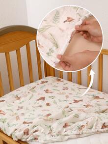 1件装 Oeko-Tex 认证印花婴儿床四季通用床笠，柔软透气，舒适适用于摇篮或矩形床垫 - 彩色 - 查看 6