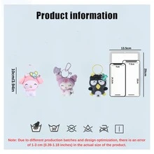 Sanrio Character Special Edition Plush Hanging Ornament Keychain - Kitty Friends Melody, Milk Rabbit, HANGYON, BADBADATZ-MARU Cute Anime Plush Pendant, Suitable For Easter, Mother's Day, Christmas Gifts, Birthday Party Gifts, Women Bag/Backpack/Car Key Chain Decor - 彩色 - 查看 6
