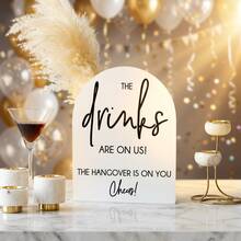 Acrylic Open Bar Sign, Wedding Engagement Bride Party Open Bar Decor, Suitable For Ceremony, Party, Reception Tabletop Decoration - A - View 8