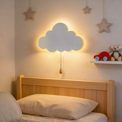 1pc Floating Butterfly Wall Light, Warm White Bedside Wall Lamp, Home Decor Light, Bedroom Lighting Fixture, Battery Operated Hanging Night Light, Soft Illumination, Wall Mounted Design, Cloud, Star, Moon Pattern, Easy Installation, Suitable For Nursery, Bedroom, Living Room, Modern Home Decor Gift, Cloud Lamp, Nursery Lighting (Batteries Not Included)