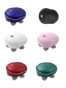 Masajeador de cuero cabelludo portátil de silicona USB, con 4 garras de masaje desmontables, 3 modos ajustables, herramienta de masaje corporal de relajación profunda, cepillo de masaje para rascar el cuero cabelludo, masajeador para gatos/perros - Multicolor - Ver 6