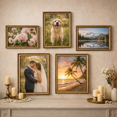 Vintage Gold Photo Frame, Delicate Embossed Frame For Wall Or Tabletop Display, Suitable For Bedroom, Living Room, Rustic Decor, Fits 8x10 Inch, A4, 10x12 Inch Photos, Artwork, Posters