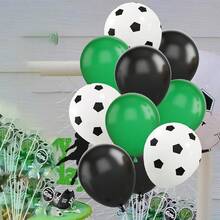 13 piezas Juego de globos de látex de 12 pulgadas con tema de fútbol verde para fiesta - Ver 5