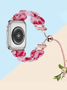 1条时尚弹力表带，兼容苹果手表，男女款，尺寸40mm、44mm、38mm、41mm、42mm、45mm、46mm、49mm，树脂材质，带可调节链条，兼容苹果手表11、10、9、8、7、6、5、4、3、2、1、SE、Ultra3/2/1，智能手表替换表带，佩戴舒适 - 彩色 - 查看 10