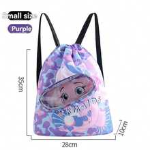 1个卡通印花防水游泳包，干湿分离背包，游泳收纳袋，沙滩手提袋，带抽绳洗衣袋 - 彩色 - 查看 5
