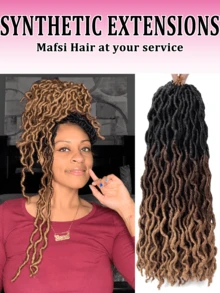18 Inch Goddess Faux Locs Crochet Hair 1/4 Packs Soft Locs Wavy Crochet Braids Dreadlocks 3Tone Curly Wavy Twist Braiding Hair Extensions African Roots Braid,24strands/Pack - Multicolor - View 13