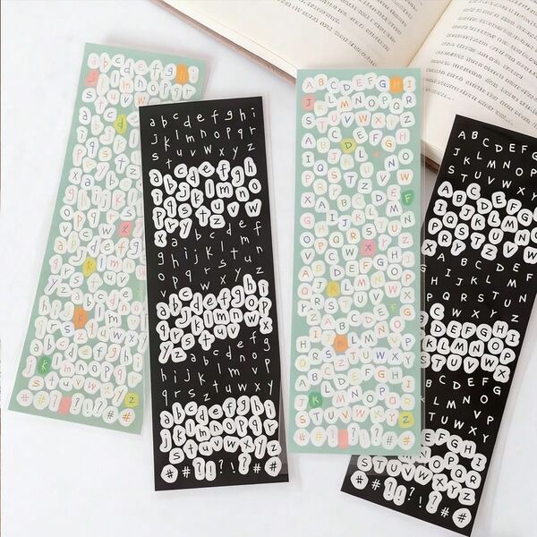 4 buah Stiker Huruf Kapital & Kecil Acak, Stiker Perencana DIY Multifungsi, Bahan PET Tahan Air Mudah Sobek, Hitam & Putih & Warna-warni Gaya Ins Fresh, Untuk Scrapbooking, Jurnal, Label Hadiah, dan Perlengkapan Pelajar
