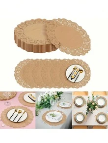 White Paper Lace Doilies, Round/Oval/Rectangular/Heart Shaped Disposable Paper Placemats, Suitable For Desserts, Fried Foods, Wedding Table Decor, Cake Packaging, Applicable For Dining Table, Wedding, Birthday, Cake, Desserts, Food, Tableware Decoration - Multicolor - View 5
