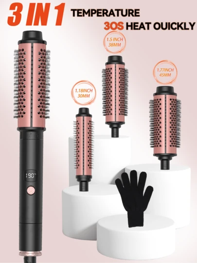 UKLISS Máy uốn tóc nhiệt HAIR It-Curl, lược uốn tóc 32mm, lược tạo độ phồng chân tóc và lọn tóc xoăn nhẹ, lược duỗi tóc ion, răng lược composite được nâng cấp mới, chức năng ion âm, 9 mức nhiệt độ, chăm sóc tóc không gây hư tổn, lược nhiệt làm nóng nhanh, thích hợp cho salon tóc.