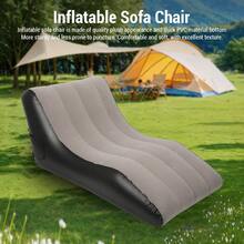 Inflatable Sofa Chair PVC Flocked Inflatable Chair Blow Up Couch For Living Rooms Camping Trips Travel Brown - Multicolor - View 2