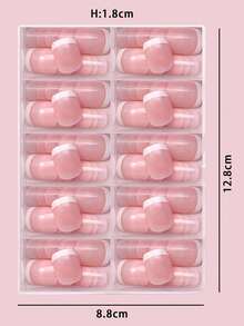 120片粉色短方型法式平滑亮面假指甲，短方型穿戴式壓感指甲，壓克力指甲，適合年輕女孩 - 彩色 - 查看 5