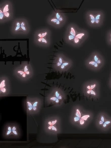 5/20/40pcs Glow In The Dark 3D Butterfly Wall Stickers, Luminous Realistic 3D Butterfly Decals, Removable Waterproof Matte Self-Adhesive Wall Decals For Living Room, Bedroom, Kids Room, Home Decor, Spring Decorations, Rama Decor Sticker Gift, Birthday Graduation Present - Luminous Stickers - View 4