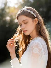 1件装女士双层樱花水钻合金发箍，精致优雅少女风，适合户外、活动和派对佩戴，秋季、旅行、美发工具、发饰、美妆配件、礼物、旅行、女士礼物、发饰、圣诞礼物、圣诞袜填充物、女士圣诞袜填充物、发箍发饰 - 彩色 - 查看 9