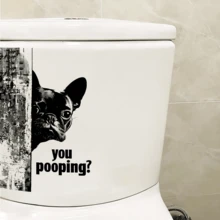 1/2pcs Funny Black Cat Toilet Sticker,It Is Starting To Stink In Here Humorous Decal For Bathroom Restroom Lid Decoration,Waterproof PVC Wall Art Room Decor - Funny Toilet Stickers - View 5