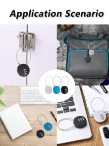 1pc Multi-Function Metal Round Combination Lock - Mini Padlock Suitable For Backpacks, Bags, Luggage And Pencil Cases; Mini Steel Cable Combination Lock - Multicolor - View 4