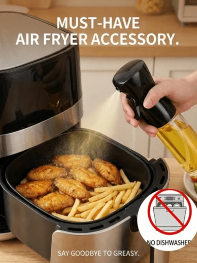 1pc Olive Oil Spray Bottle, Outdoor BBQ Oil Sprayer, Baking Oil Sprayer, Plastic Refillable Oil Mister, Suitable For Outdoor BBQ, Grill, Low-Fat Food, Salad, Kitchen, BBQ, Air Fryer And Camping, Suitable For Girls, Lightweight Home BBQ, Sprayer, Dispenser, Kitchen Gadget, Kitchen Accessory