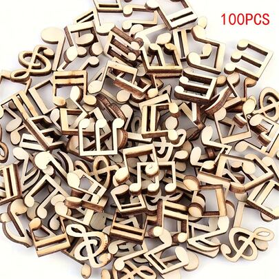 100pcs Music Note Wooden Crafts, Handmade DIY Painting Supplies, Blank Wooden Music Note Decor, Home Party Holiday Birthday Wedding Decoration, Confetti, Doodle Supplies, Painting Accessories, Durable Creative Style, Multipurpose, Suitable For Music Gifts, Art Supplies, Adult Crafts, Desktop Decor, Art Supplies, DIY Manual Entertainment, Home Classroom Activities, Room Decoration, Dining Table Centerpiece, Party Favors, Handmade Gifts